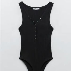 Zara ribbed button bodysuit